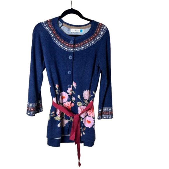 ANTHROPOLOGIE Sparrow Fair Isle Floral Sweater with Tie Size Medium - Picture 1 of 11